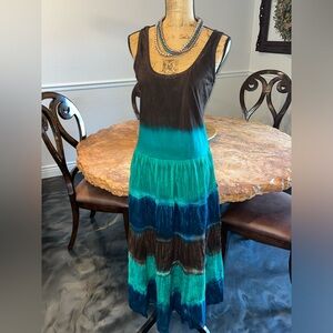 Allison Brittney Watercolor Tie Dye Boutique Maxi Dress Size Small
